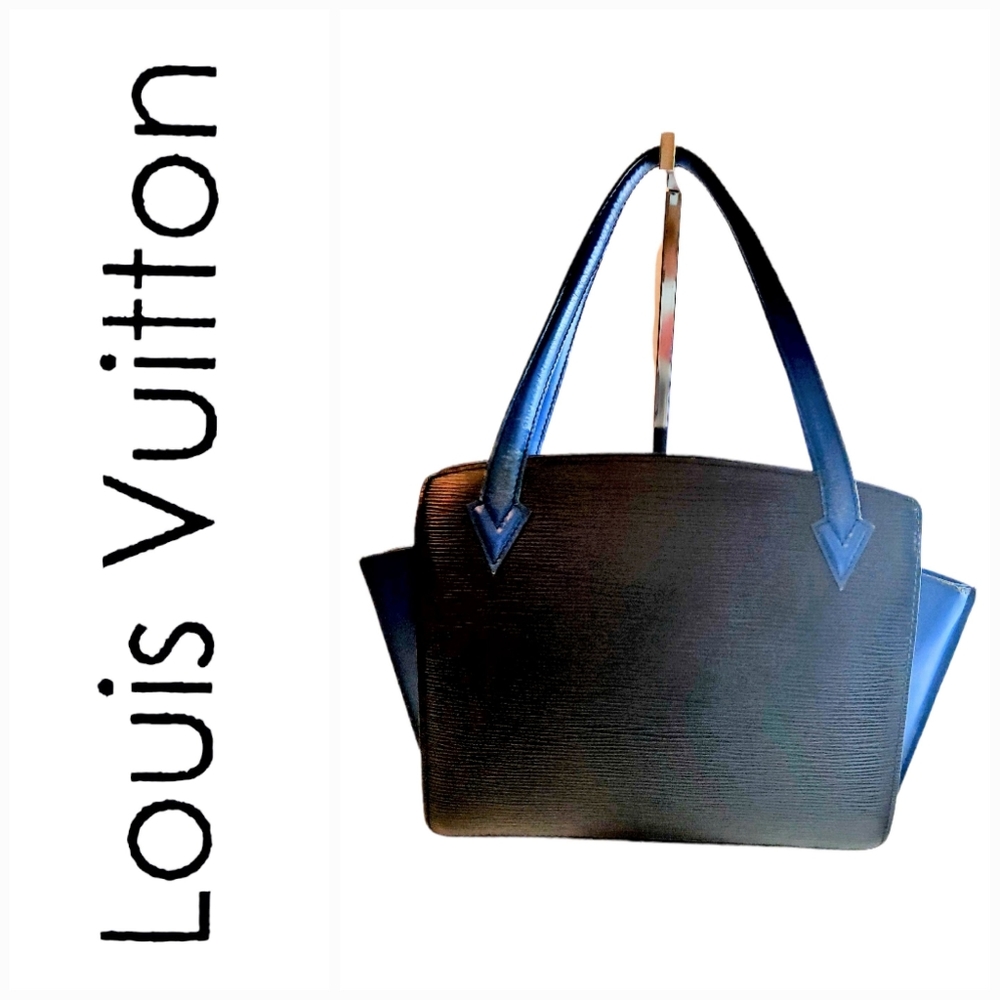 LOUIS VUITTON VARENNE BI-COLOR BLACK & BLUE EPI LEATHER HANDBAG